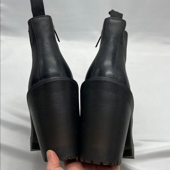Black Leather Dr. Martens Magdalena Chunky Heeled Boots - Picture 6 of 10